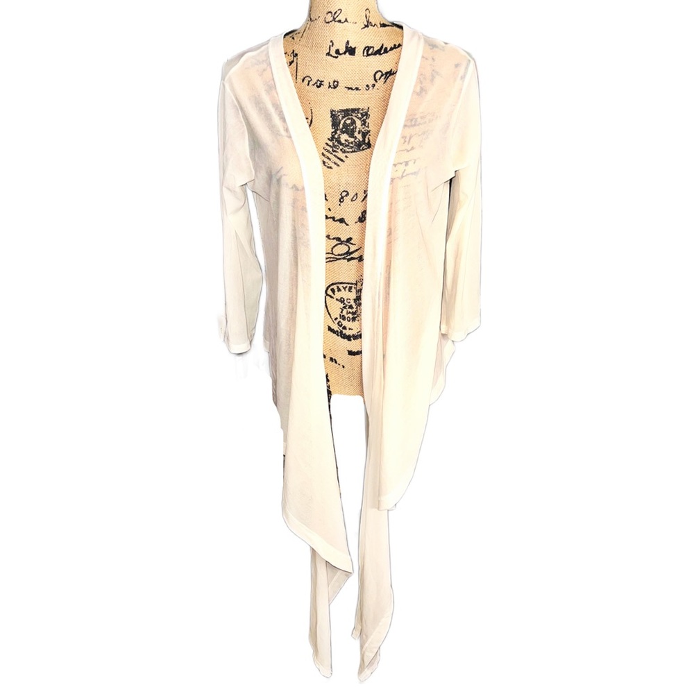 CHAN LUU Sheer White Cover/Top/ Cardigan with Versatile Tie Front